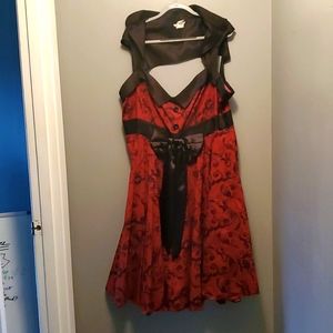 Red and black ruffle dress